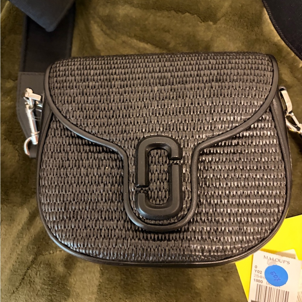 Marc Jacobs Black Raffia Crossbody Saddle Bag NWT - Picture 8 of 13